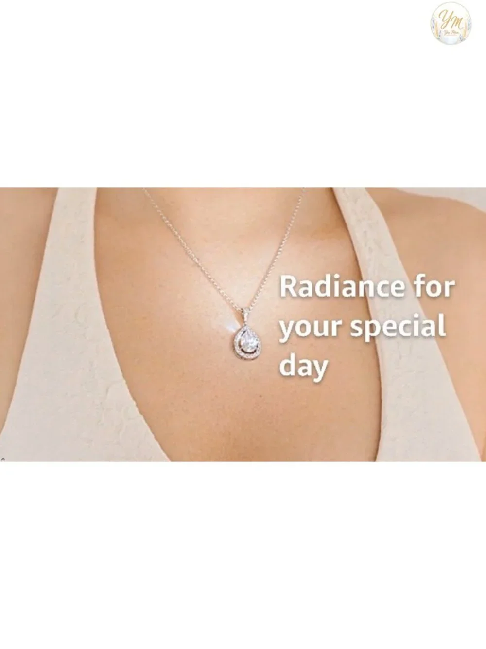 Teardrop Cubic Zirconia Pendant Necklace, Statement Jewelry for Wedding